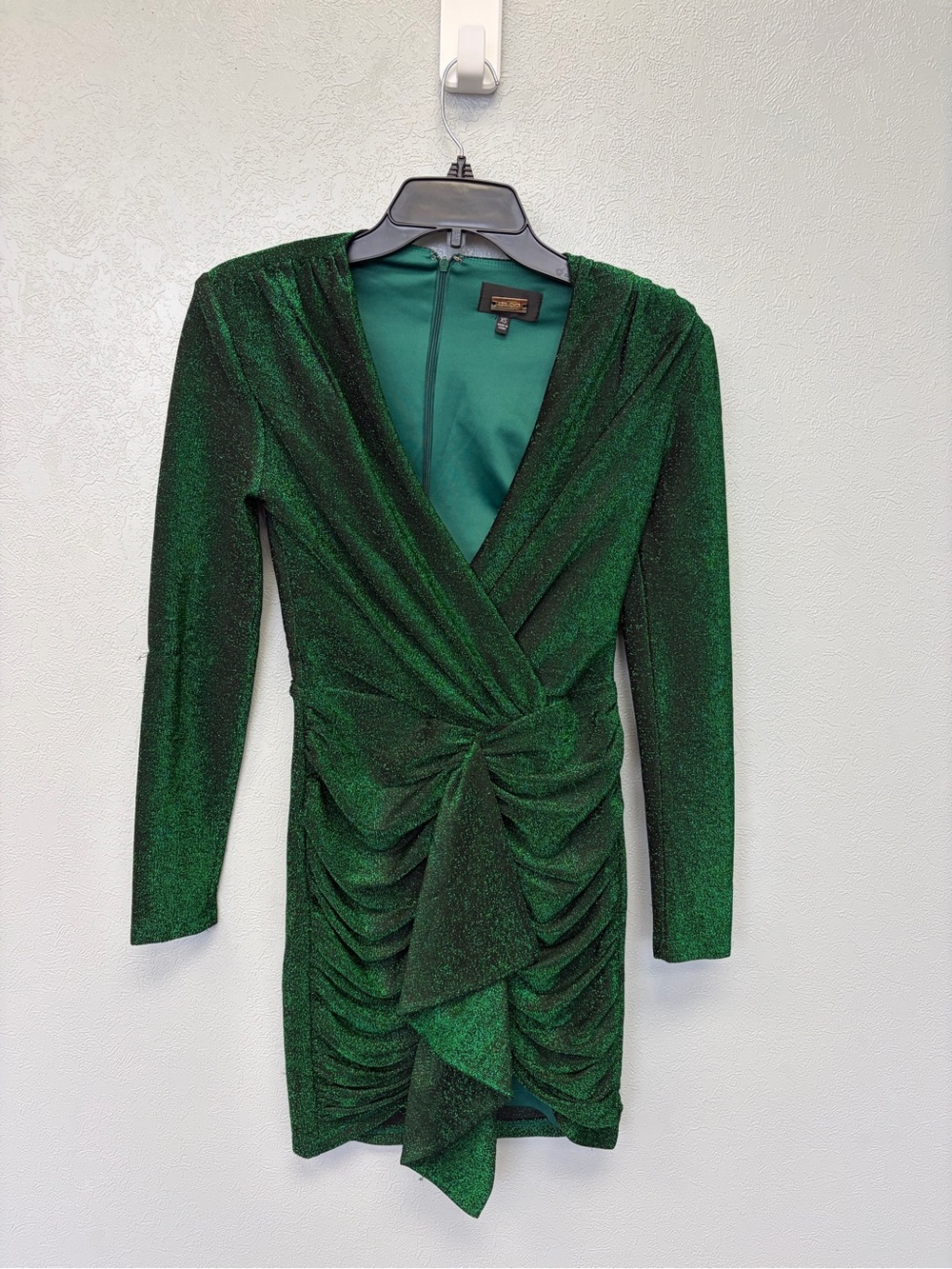 Alexia Admor Green Shimmer Wrap Ruched Dress - Women